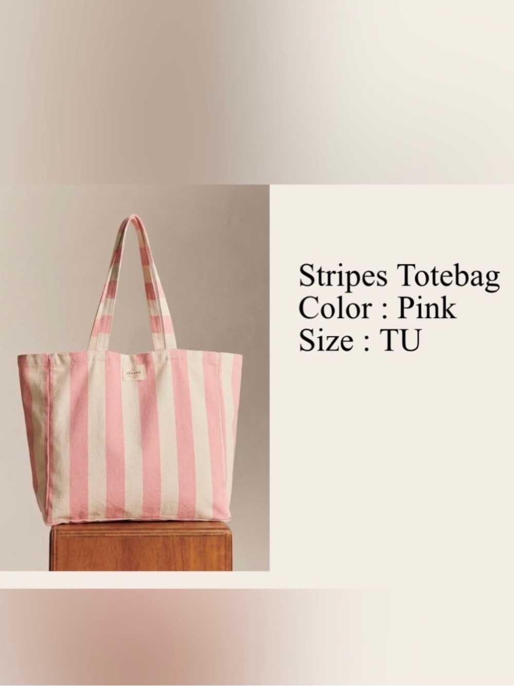 Sézane Striped Pink Canvas Tote Bag